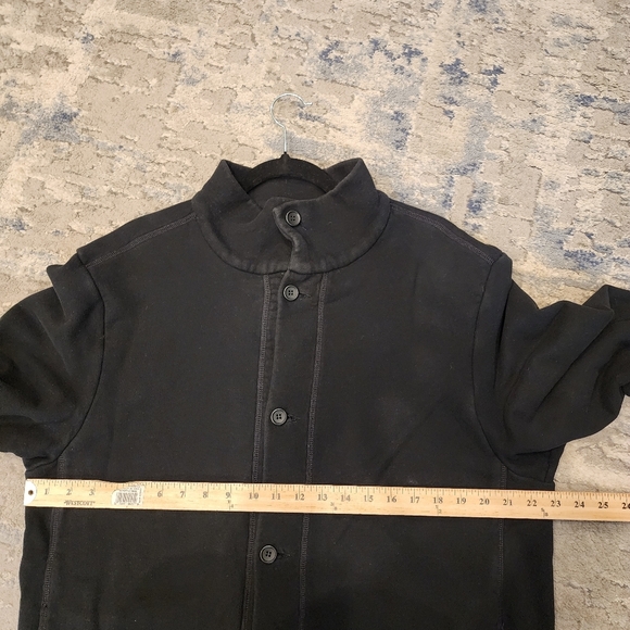 James Perse Black Terry Soft Button Front Sweatshirt Jacket Size XL Size 4 - Picture 6 of 15